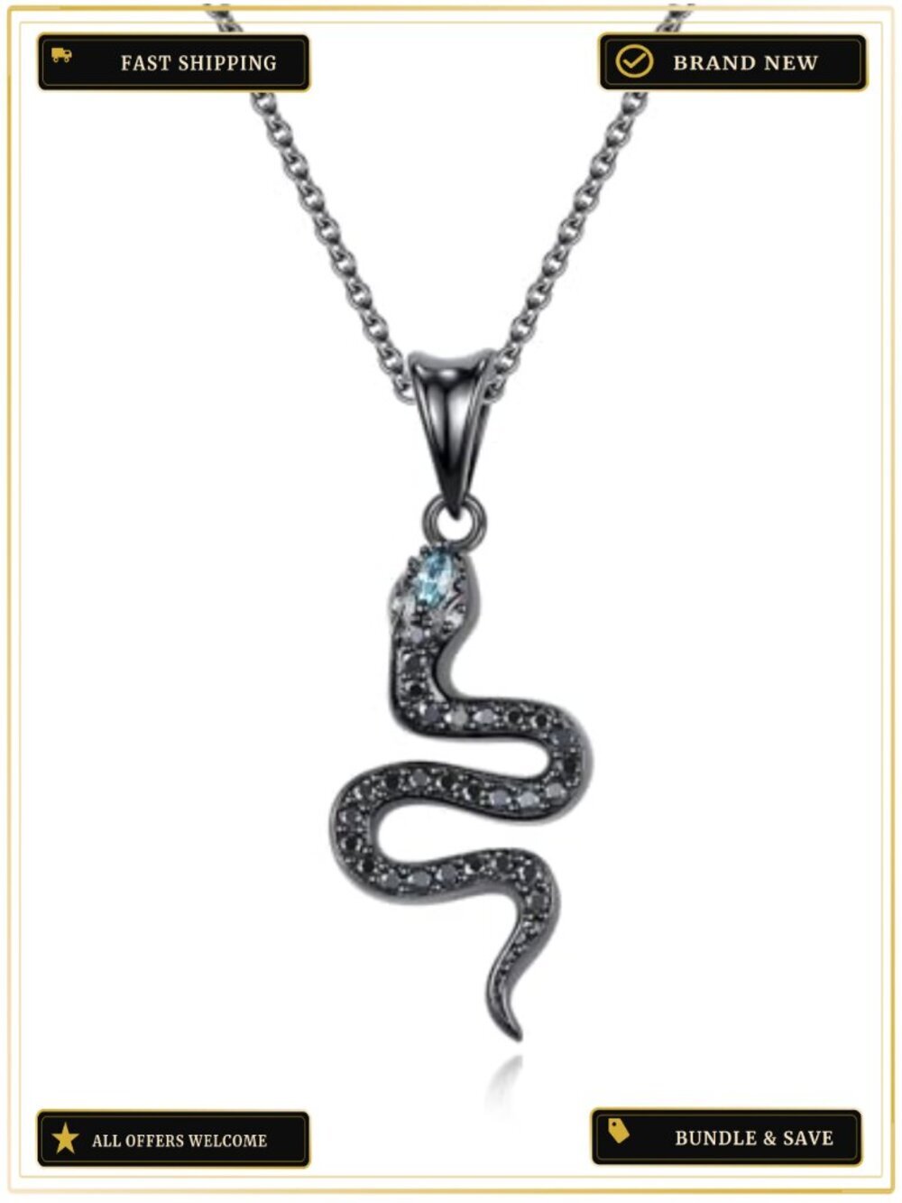 Snake Pendant Necklace Cubic Zirconia Adjustable Choker Punk Animal Jewelry